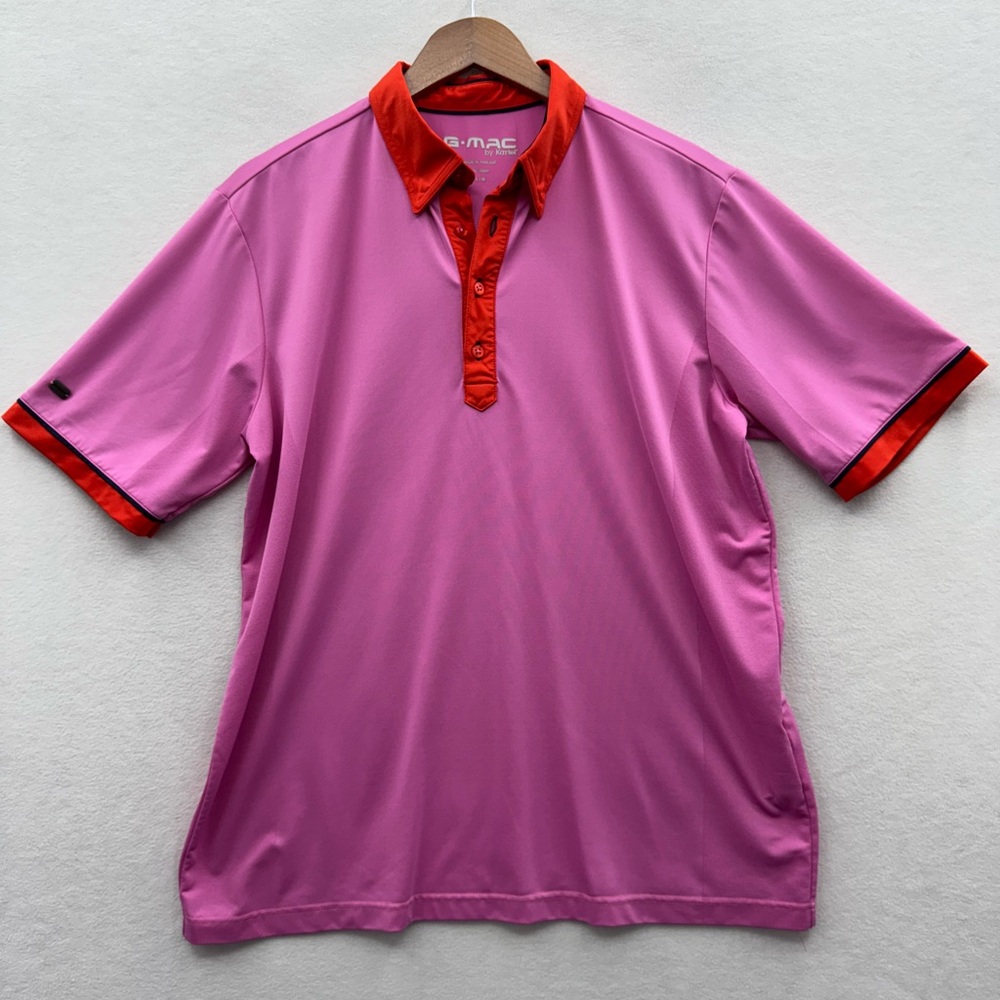 G-Mac by Kartel Men’s Large Stretch Polo Golf Shirt Pink Red